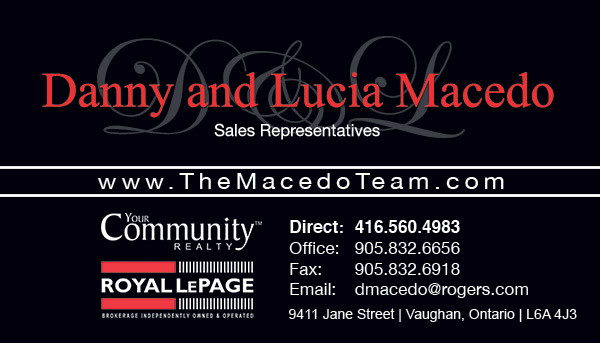 Danny and Lucia Macedo, Sales Representatives Royal LePage Your Community Realty